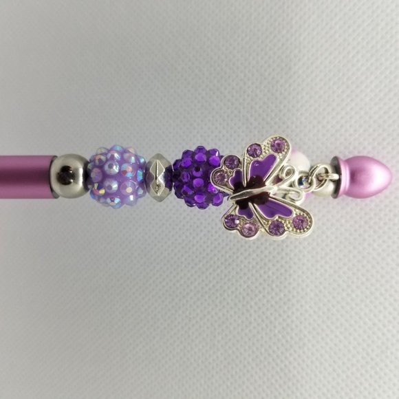 Beaded Fashion Metal Pens W/Charm - Picture 2 of 4